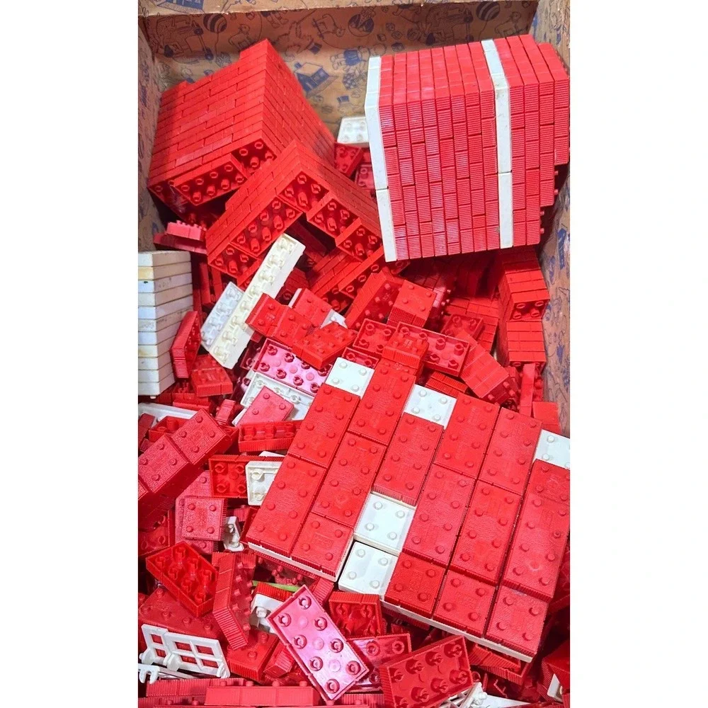 Halsam American Plastic Bricks Vintage Red White Building Block Set No 715 Lot